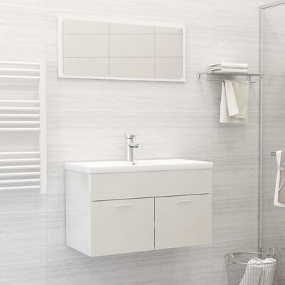 vidaXL Комплект мебели за баня от 2 части, бял гланц, инженерно дърво