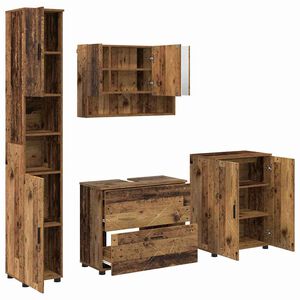 vidaXL Комплект мебели за баня 4 бр. Старо дърво 35 x 30 x 192 см