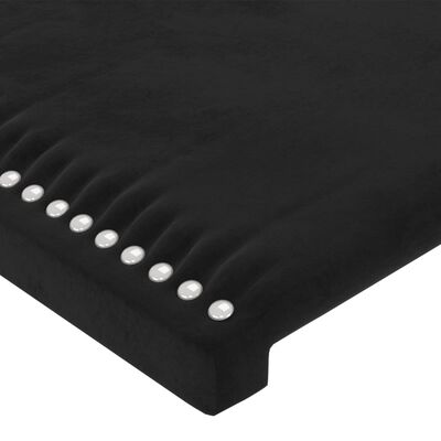 vidaXL LED горна табла за легло, черна, 203x16x118/128 см, кадифе