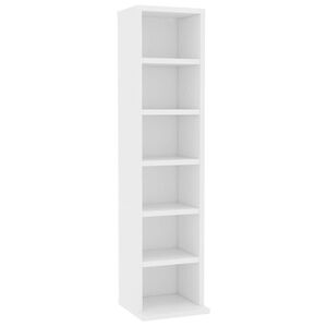 vidaXL Етажерка за компактдискове, бяла, 21x20x88 см, инженерно дърво