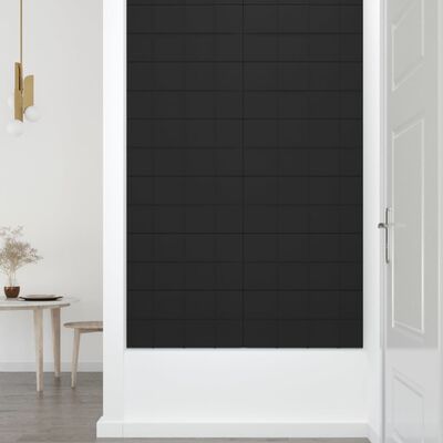 vidaXL Стенни панели, 12 бр, черни, 60x30 см, плат, 2,16 м²