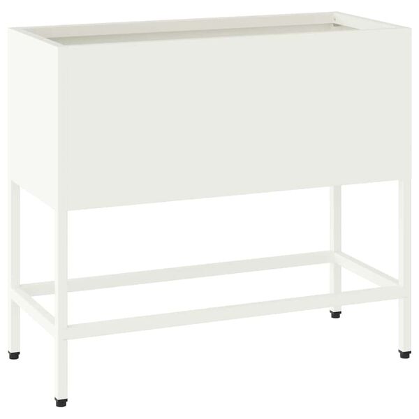 vidaXL Повдигната градинска саксия Бяло 60 x 26 x 48 см Стомана