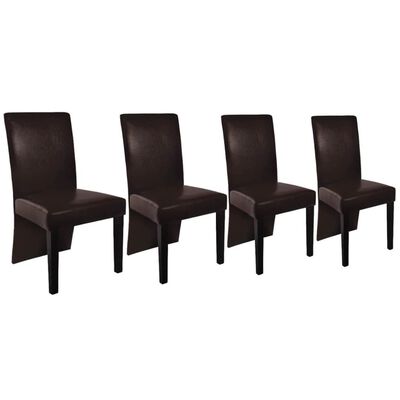 vidaXL Трапезни столове, 4 бр, тъмнокафяви, изкуствена кожа