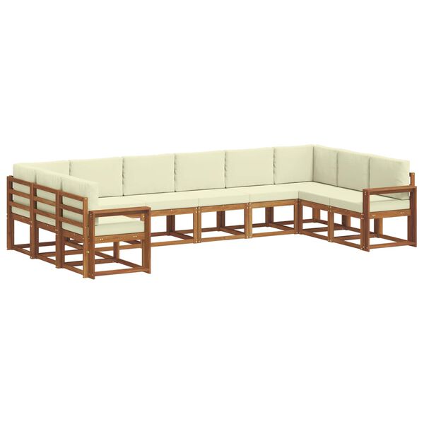 vidaXL Комплект дивани за открито 10 pcs Натурален и Крема