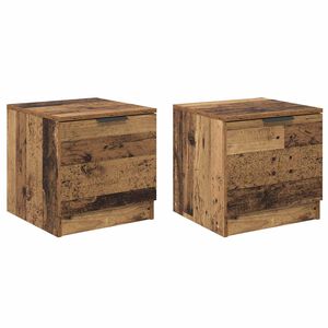 vidaXL Шкаф за легло 2 pcs Старо дърво 40 x 39 x 40см Инженерно дърво