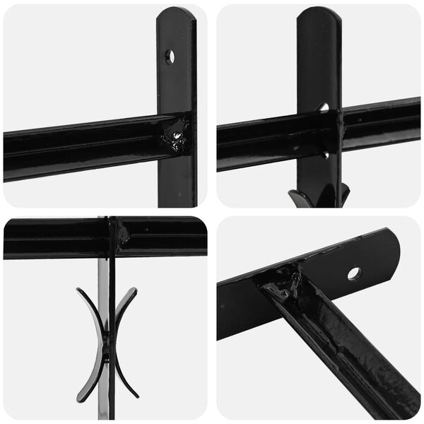 vidaXL Прозоречна решетка Черно 75.5 x 45 см Прахово боядисана стомана