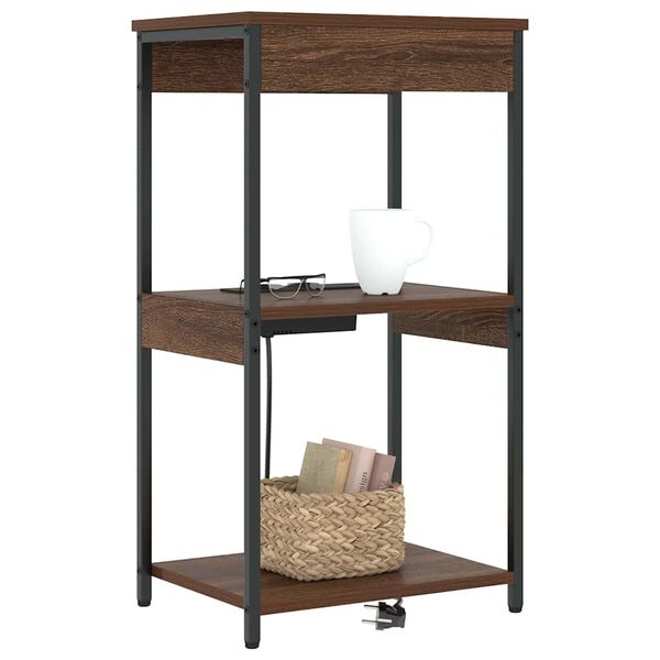 vidaXL Нощен шкаф с рафт Кафяв дъб 41 x 31 x 76 см Инженерно дърво