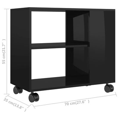 vidaXL Странична маса, черен гланц, 70x35x55 см, инженерна дървесина