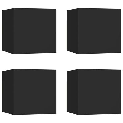 vidaXL ТВ шкафове за стенен монтаж, 4 бр, черни, 30,5x30x30 см