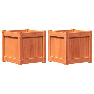 vidaXL Градински сандъци, 2 бр, восъчнокафяв, борово дърво масив