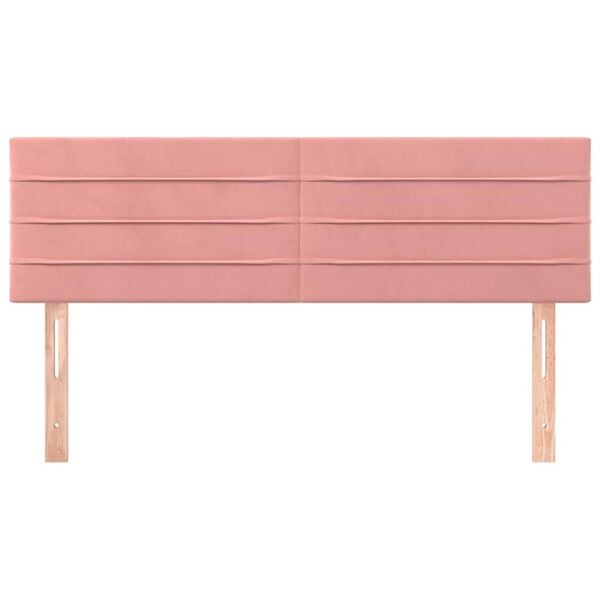 vidaXL Табла за легло, розова, 144x5x78/88 см, кадифе