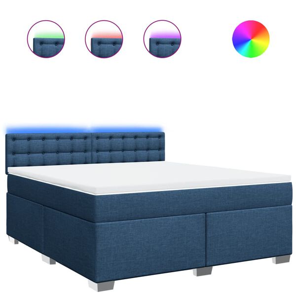 vidaXL Боксспринг легло с матрак, синьо, 180x200 см, плат
