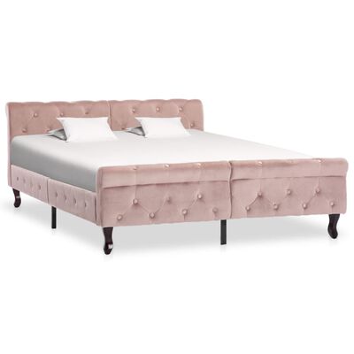 vidaXL Рамка за легло, розова, кадифе, 140x200 см