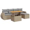 vidaXL Градински диван с възглавници, 6 части, бежов полиратан