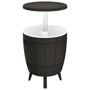 vidaXL 3-в-1 охладител за напитки и маса, черен, полипропилен