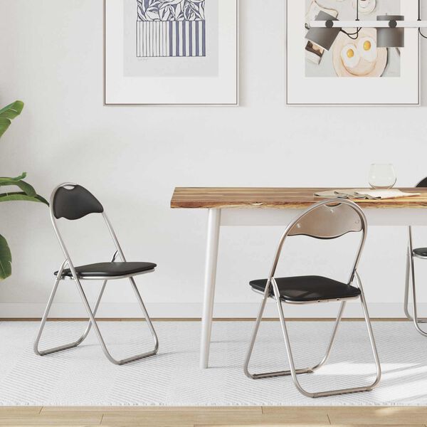 vidaXL Сгъваем стол 2 pcs Черен и Сив 48 x 43,5 x 81 см Изкуствена