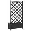 vidaXL Кашпа с пергола, черно, масивна ела