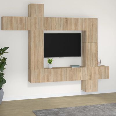vidaXL Комплект ТВ шкафове от 9 части, сонома дъб, инженерно дърво