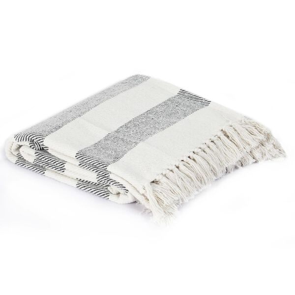 vidaXL Декоративно одеяло, памук, ивици, 125x150 см, антрацит