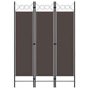 vidaXL Параван за стая, 3 панела, кафяв, 120x180 см