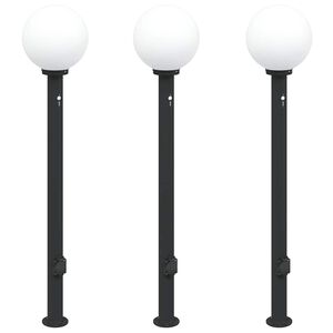 vidaXL Осветителни стълбове с датчик и контакт, 3 бр., 120 см, черни, IP44