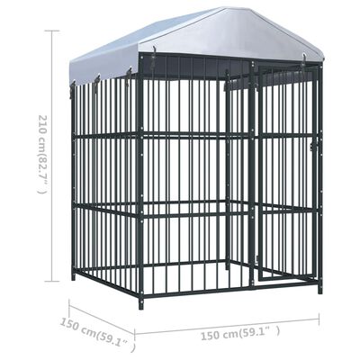 vidaXL Външна клетка за кучета с покрив, 150x150x210 см