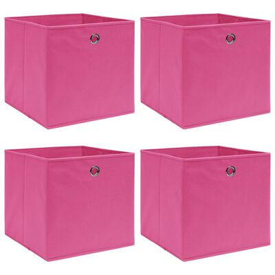 vidaXL Кутии за съхранение 4 бр розови 32x32x32 см плат