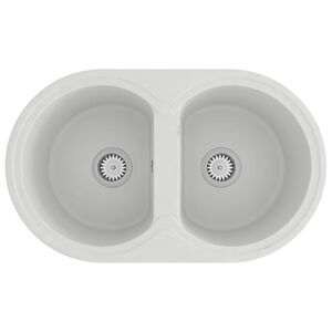 vidaXL Кухненска мивка Бяло 78 x 47 x 20.5 см Гранит
