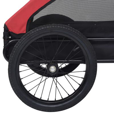 vidaXL Ремарке за велосипед за домашни любимци, червено и черно