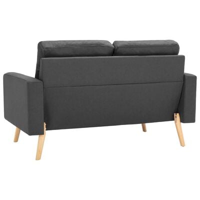 vidaXL 2-местен диван, тъмносив, текстил