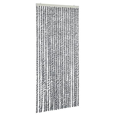 vidaXL Ресни за врата против мухи, черно и бяло, 56x200 см, шенил