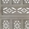 vidaXL Ръчно резбован параван, 4 панела, сив, 160x165 cм, манго масив