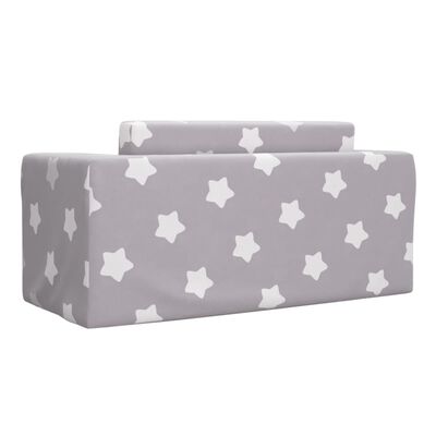 vidaXL 2-местен детски диван-легло светлосив със звезди мек плюш