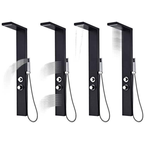 vidaXL Система душ панел от алуминий, черна