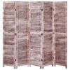 vidaXL Параван за стая, 5 панела, кафяв, 175x165 cм, дърво