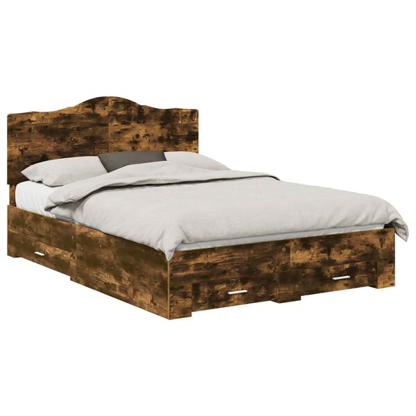 vidaXL Рамка за легло с таблото Димян дъб 140 x 200 cm Инженерно дърво