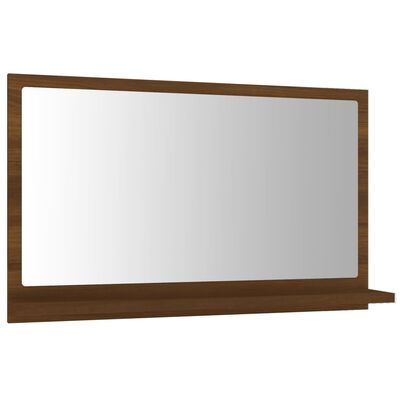 vidaXL Огледало за баня, кафяв дъб, 60x10,5x37 см, инженерно дърво