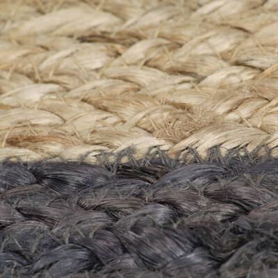 vidaXL Ръчно тъкан килим от юта, тъмносив кант, 120 см