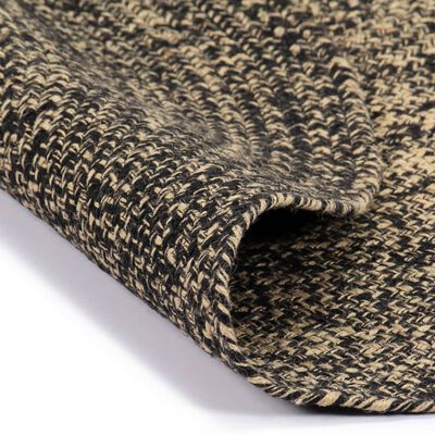vidaXL Ръчно тъкан килим от юта, черен и естествен цвят, 90 см