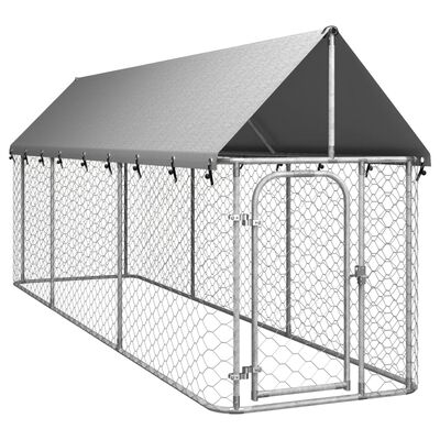 vidaXL Дворна клетка за кучета с покрив, 400x100x150 см