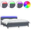 vidaXL Боксспринг легло с матрак и LED, тъмносиво, 200x220 см, кадифе