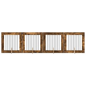 vidaXL Врата за кучета с поставки 4 pcs Опушен дъб 80 x 80 cm