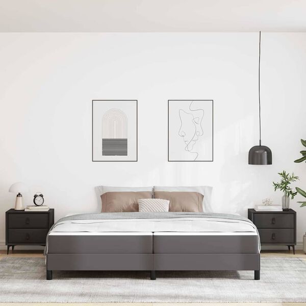 vidaXL Рамка за легло с матрак Сив 200 x 200 cm текстил