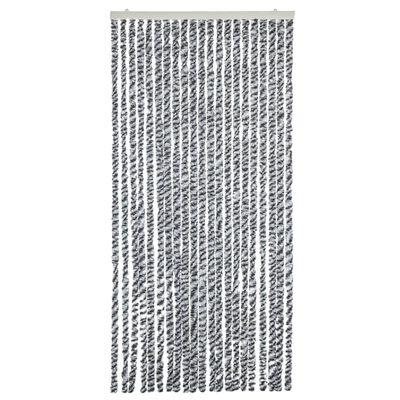 vidaXL Ресни за врата против мухи, черно и бяло, 90x220 см, шенил
