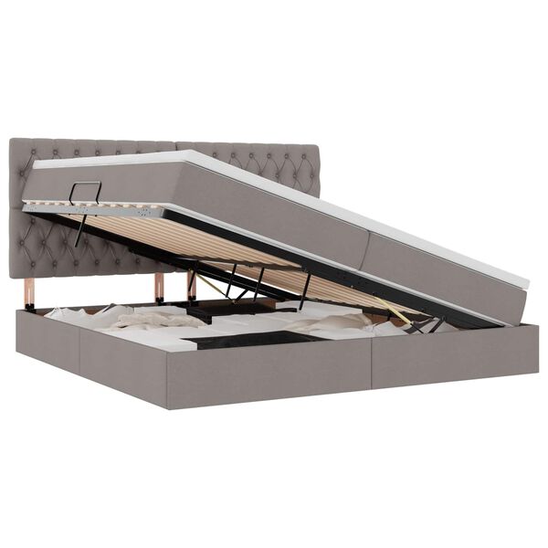 vidaXL Легло с място за съхранение и матрак Таупе 200 x 200 cm