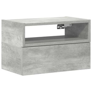 vidaXL Нощно шкафче за стенен монтаж, бетонно сив, 45x26x28,5 см