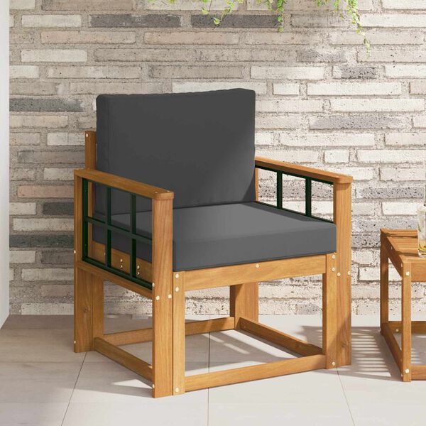 vidaXL Външен диван Солидно акациево дърво и полиестер Естествен