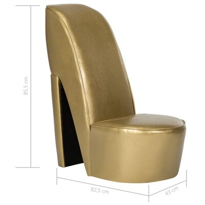 vidaXL Стол във форма на обувка на висок ток, златист, изкуствена кожа