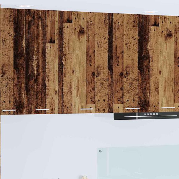 vidaXL Висящ шкаф с врата Стара дървесина и бяло 50 x 31 x 80 см