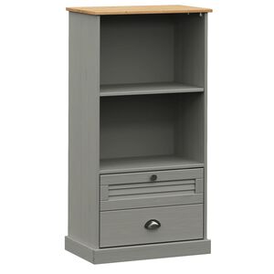 vidaXL Етажерка за книги VIGO сива 60x35x114,5 см бор масив